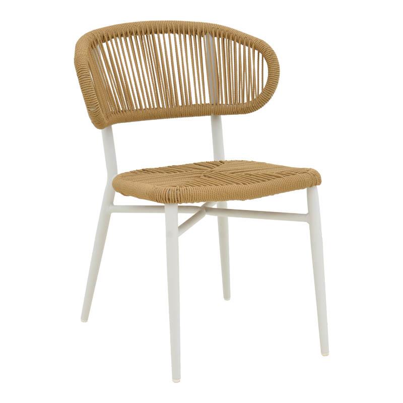 Καρέκλα Agus αλουμινίου-pe rattan στοιβαζόμενη σε λευκή απόχρωση 55x63x77εκ