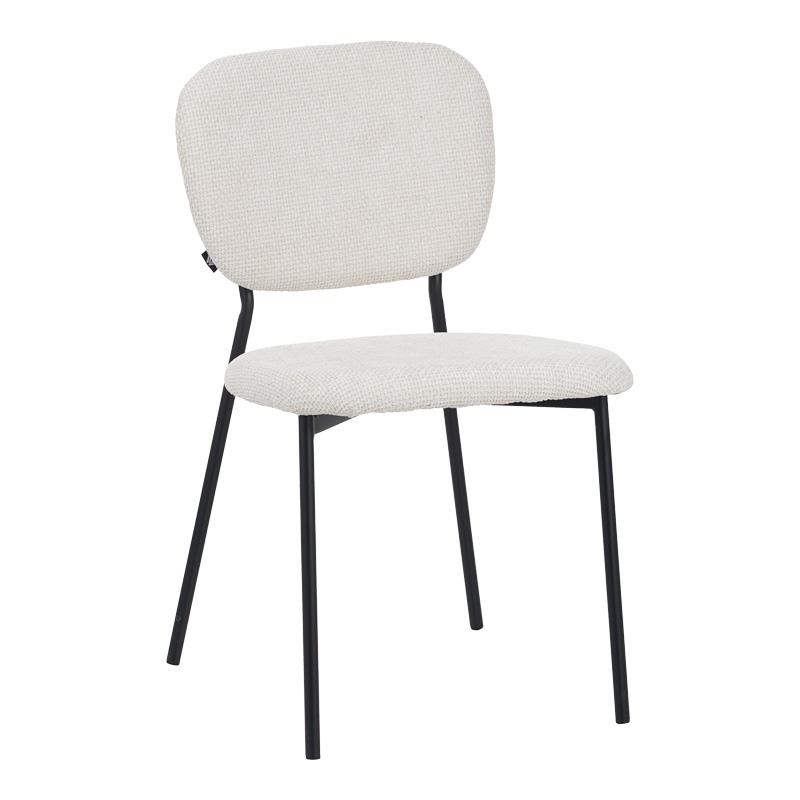 Καρέκλα Cathair με ύφασμα μπουκλέ μπεζ και μαύρα μεταλλικά πόδια 48x53x82εκ.