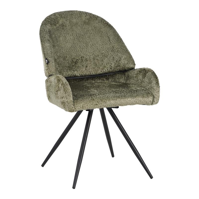 Καρέκλα περιστρεφόμενη Morea μπουκλέ ύφασμα λαδί με μαύρα μεταλλικά πόδια 55x63.5x89.5εκ.