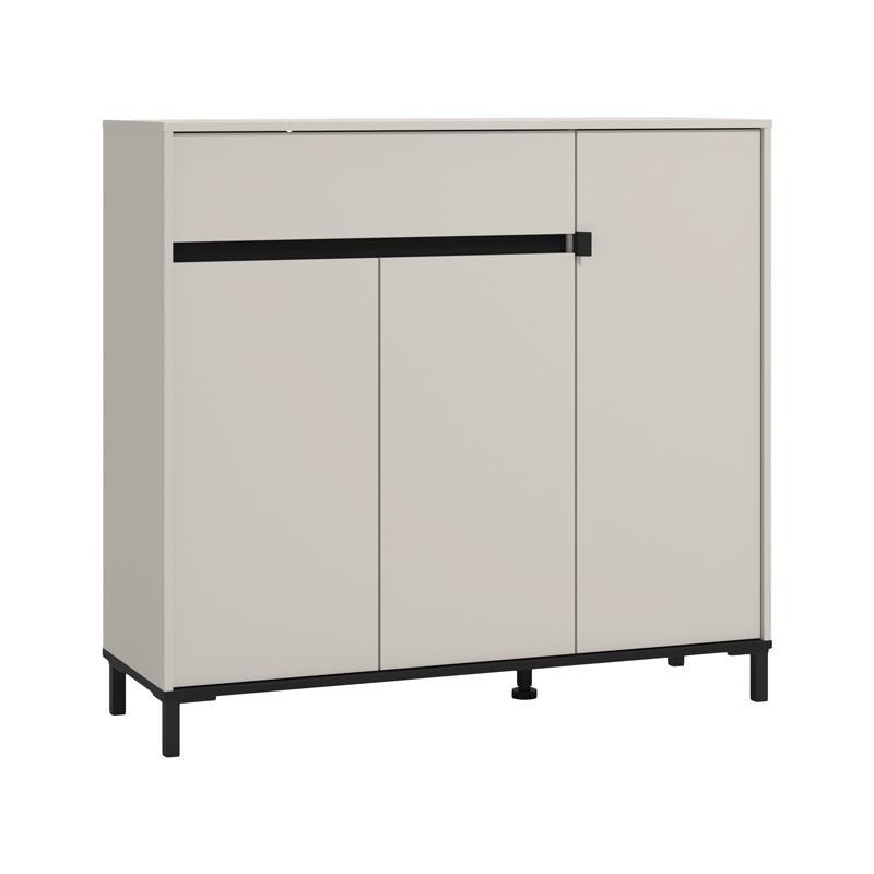 Παπουτσοθήκη Flannan 3K1F3V Cashmere - Μαύρο Ματ 120x40x110 εκ.