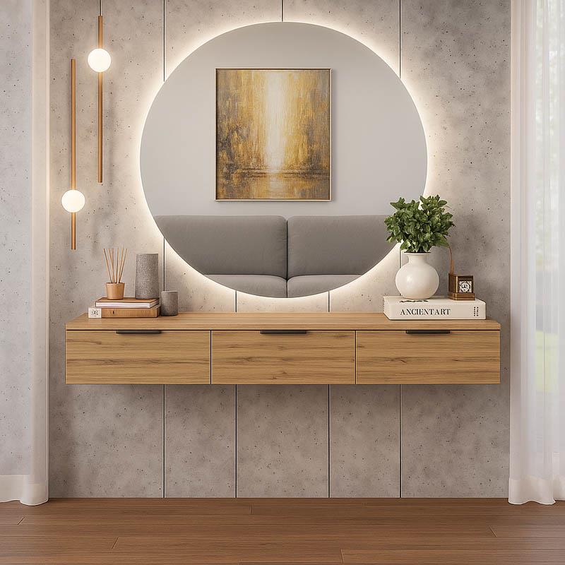 Κονσόλα Doha με 3 συρτάρια μαύρο - oak  120x39x22 εκ.