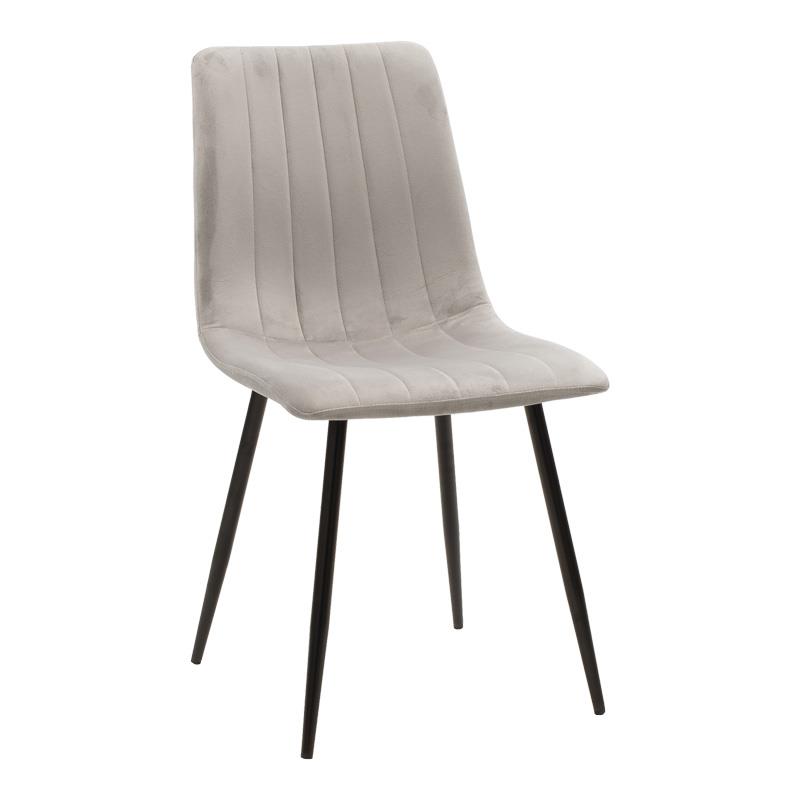 Καρέκλα Τραπεζαρίας Noor με Γκρί Βελούδο και Μαύρο Μεταλλικό πόδι 44x53x86εκ.