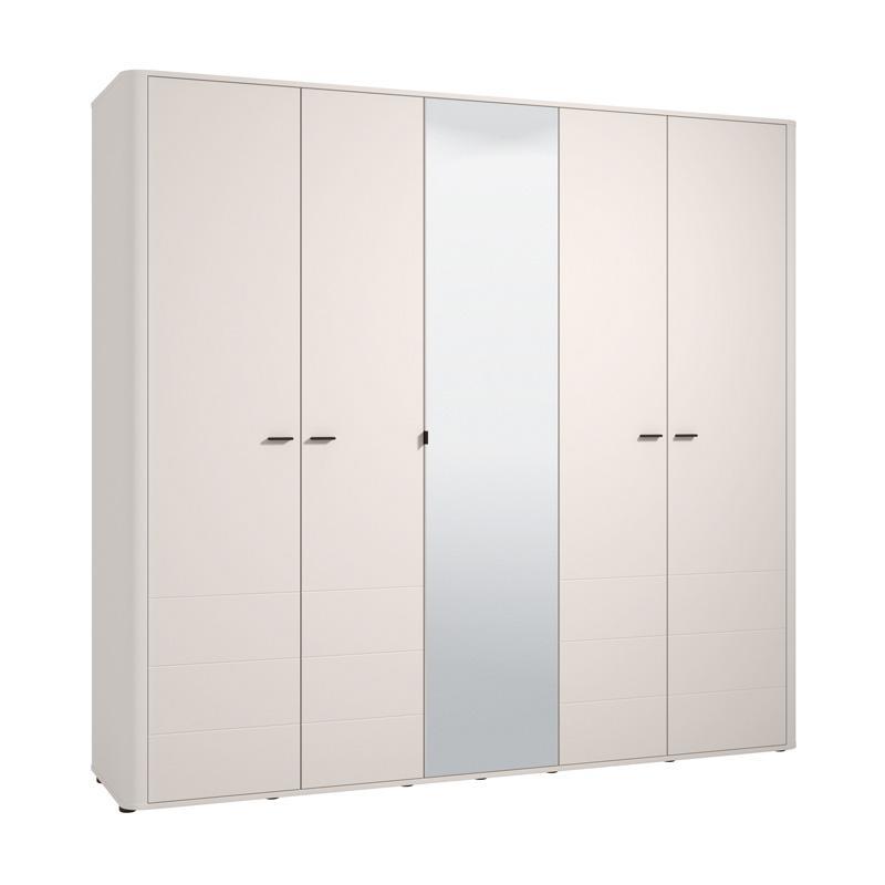 Ντουλάπα SERDICA 5K1O Πεντάφυλλη με Καθρέπτη Cashmere 225x57x211εκ.