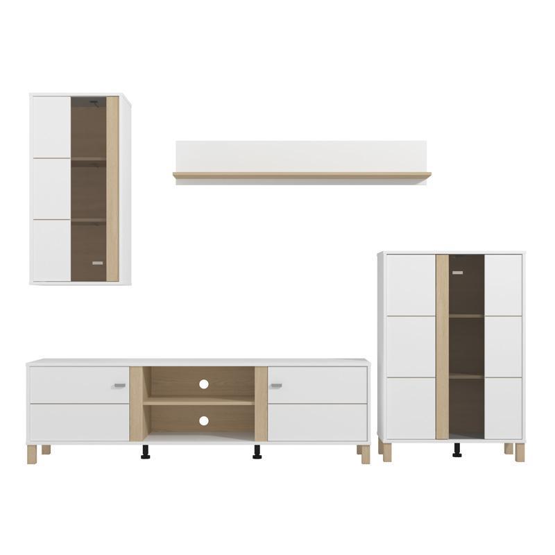 Σύνθετο σαλονιού PECKHAM Λευκό - Δρύς 260x40x183εκ.