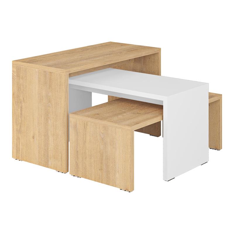 Τραπεζάκι Σαλονιού Kantar σετ 3 τεμ σε Oak - Λευκό 65x30x39εκ. Τραπεζάκι Σαλονιού Kantar σετ 3 τεμ σε Oak - Λευκό 65x30x39εκ.