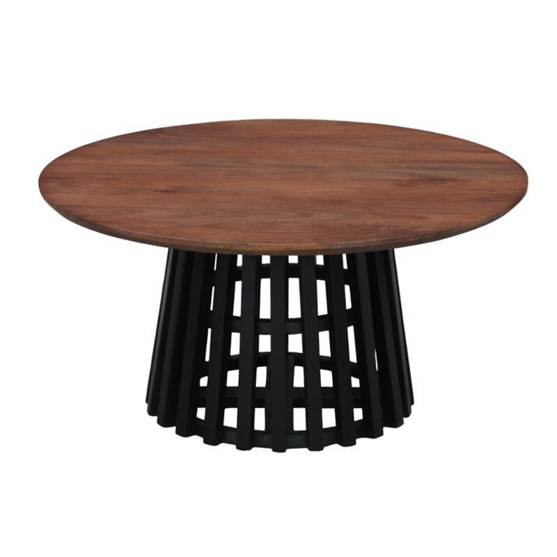 Τραπεζάκι σαλονιού Mekong Fylliana Στρόγγυλο Καφέ - Μαύρο Φ90x45εκ.