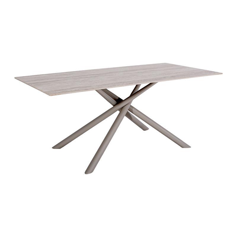 Τραπέζι Τραπεζαρίας FL1603 Fylliana Κεραμική Επιφάνεια με Μεταλλικά πόδια Γκρί-Μπέζ 180x90x76εκ