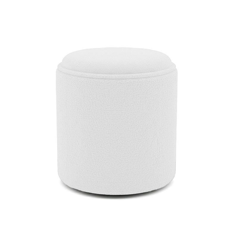 Σκαμπό-μπαούλο Batur μπουκλέ ύφασμα σε λευκή απόχρωση Φ34x38εκ.