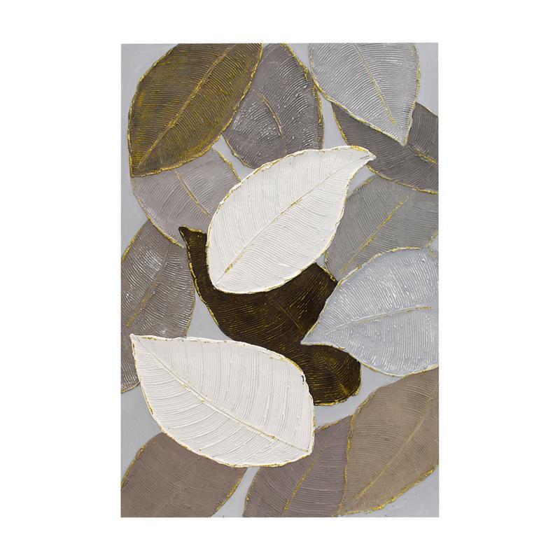 Πίνακας σε Καμβά FL874 Fylliana Λευκό -Μπέζ -Καφέ 120x80εκ.