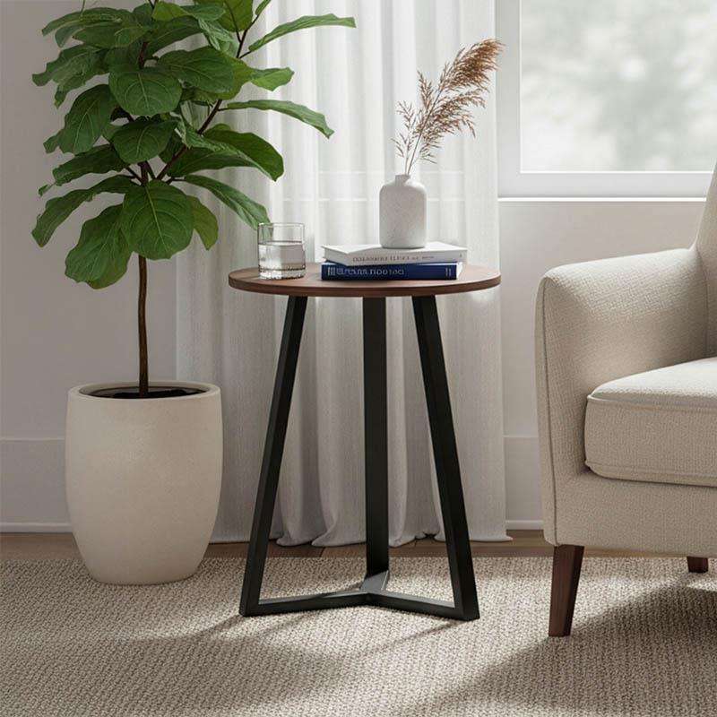 Βοηθητικό τραπεζάκι σαλονιού Trepolo σε καρυδί με μαύρο μέταλλο Φ45x52εκ.