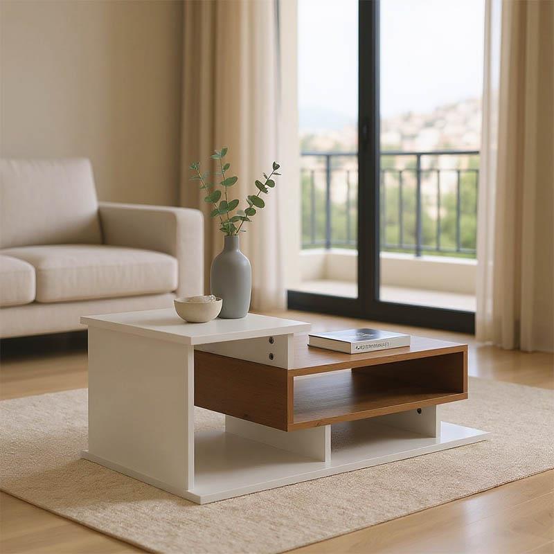 Τραπεζάκι σαλονιού Nuvele σε λευκή-sonoma απόχρωση 90x50x35εκ Τραπεζάκι σαλονιού Nuvele σε λευκή-sonoma απόχρωση 90x50x35εκ