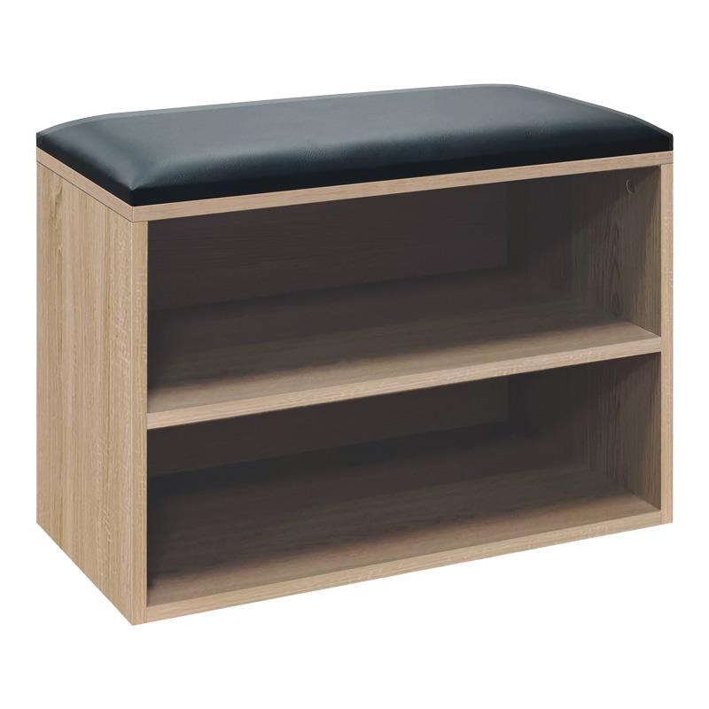 Παπουτσοθήκη-Σκαμπό Kiana 4 ζεύγων με μαξιλάρι σε φυσική απόχρωση 60x32x44εκ