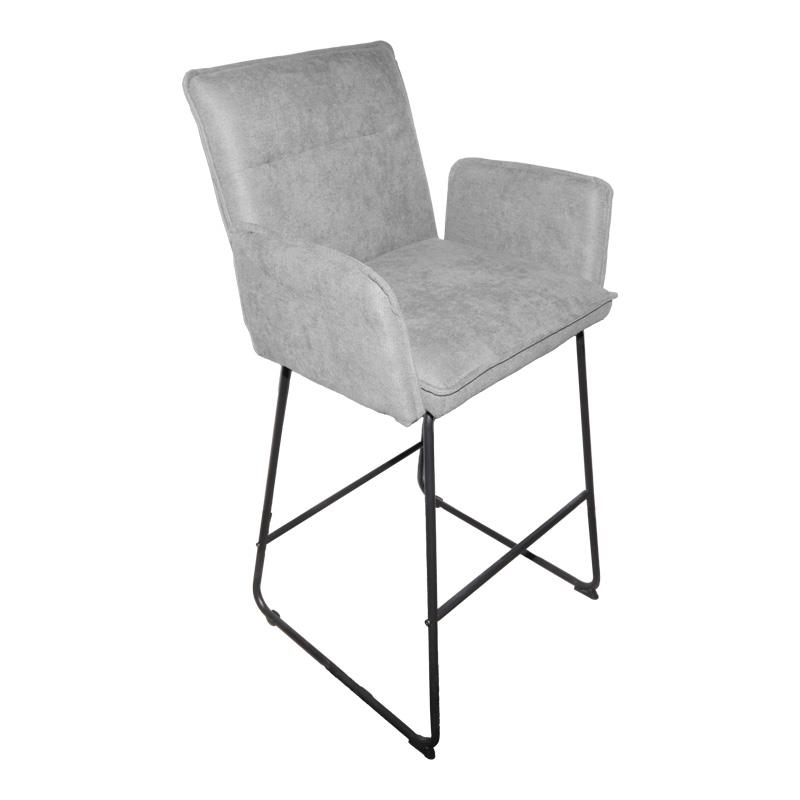 Σκαμπό μπαρ Essential ύφασμα γκρι-πόδι μαύρο μεταλλικό 57x64.5x107εκ