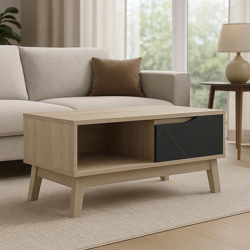 Τραπεζάκι σαλονιού Judas σε μαύρο μαρμάρου-sonoma απόχρωση 90x45x38.5εκ Τραπεζάκι σαλονιού Judas σε μαύρο μαρμάρου-sonoma απόχρωση 90x45x38.5εκ