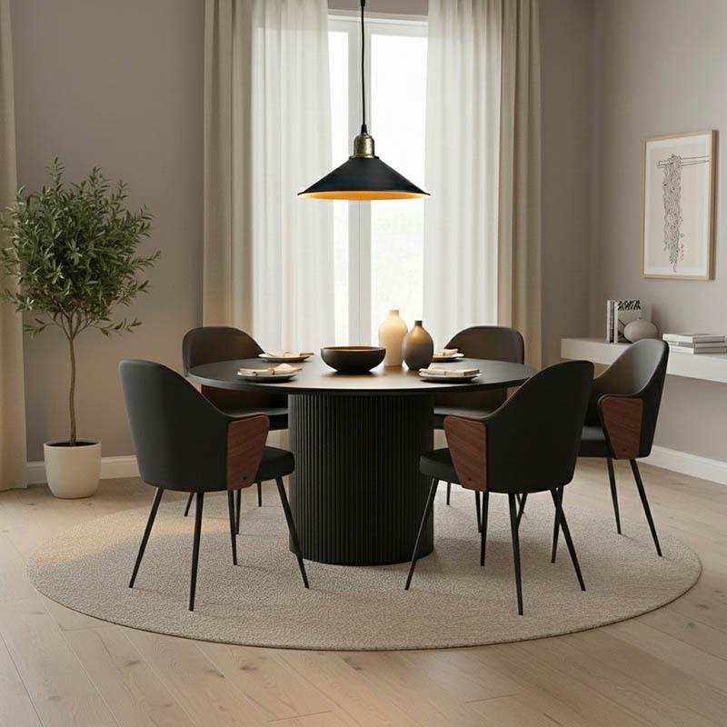 Τραπέζι Karulo mdf σε μαύρη απόχρωση Φ120x76εκ