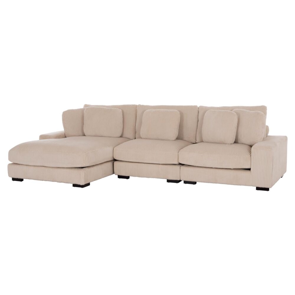 Γωνιακός Καναπές CRANFIELD Αριστερή γωνία σε Μπέζ Ριγέ ύφασμα 313x169x80Υεκ.