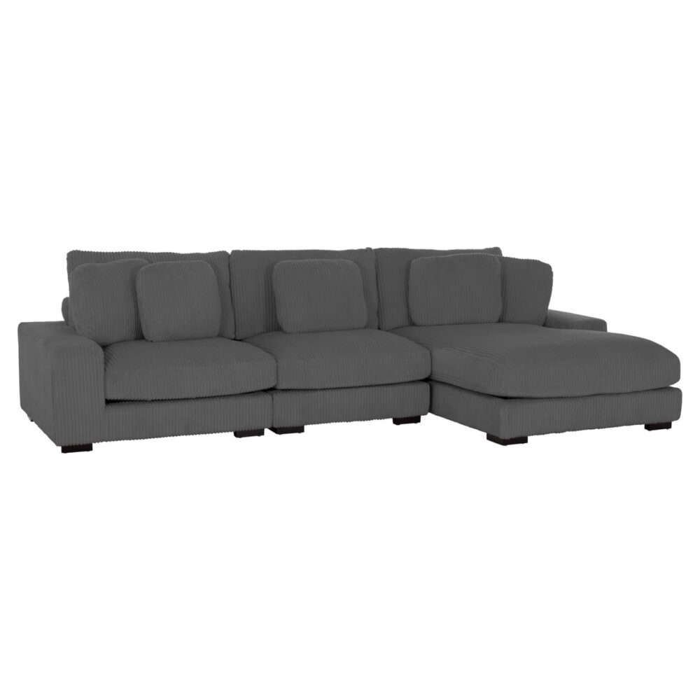 Γωνιακός Καναπές CRANFIELD Δεξιά γωνία Γκρί Ριγέ ύφασμα 313x169x80Υεκ.