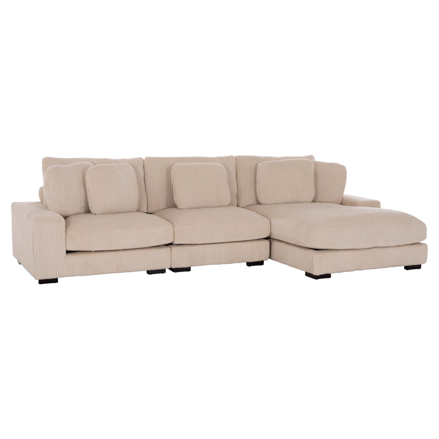 Γωνιακός Καναπές CRANFIELD Δεξιά γωνία Μπέζ Ριγέ ύφασμα 313x169x80Υεκ.