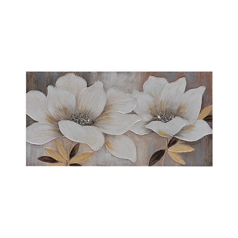 Πίνακας σε Καμβά FL24070 Fylliana Λευκό-Καφέ-Χρυσό 120x3x60εκ