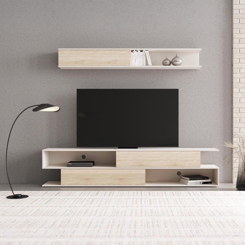 Σύνθετο σαλονιού Brick σε oak-κρεμ απόχρωση 240x40x50.4εκ.