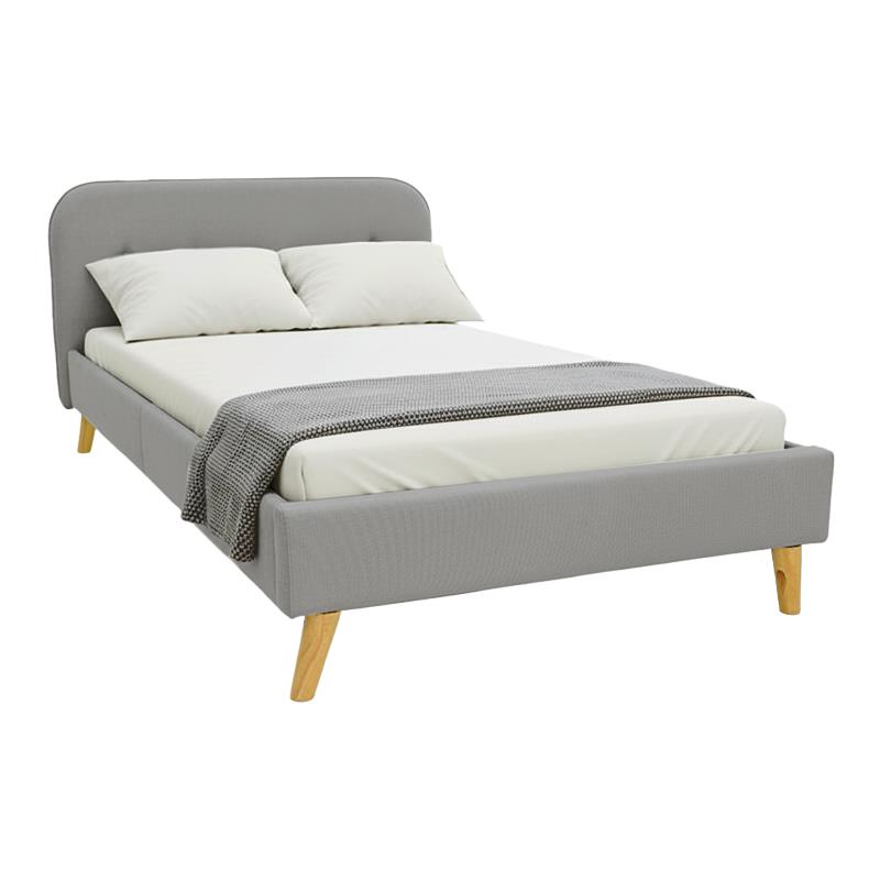 Επενδυμένο Κρεβάτι LumiLux Διπλό Ύφασμα Γκρί 160x200εκ.