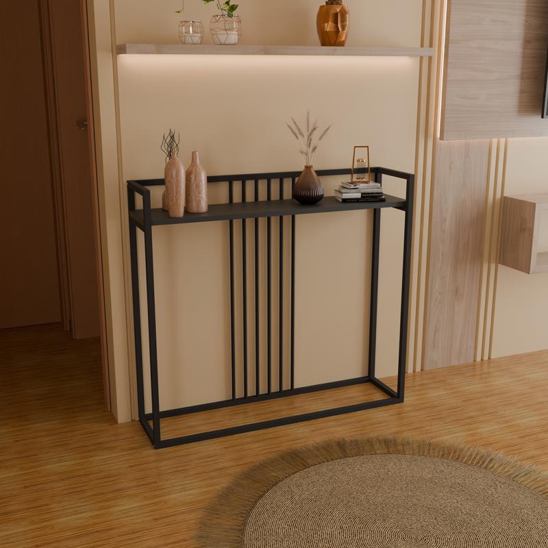 Κονσόλα Convida ανθρακί με μαύρο μεταλλικό σκελετό 100x25x90εκ.