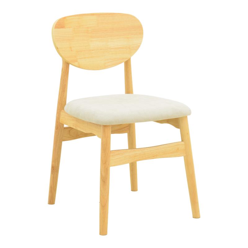 Καρέκλα Cardith rubberwood-plywood σε φυσική απόχρωση-ύφασμα γκρι-μπεζ 48x51x78εκ