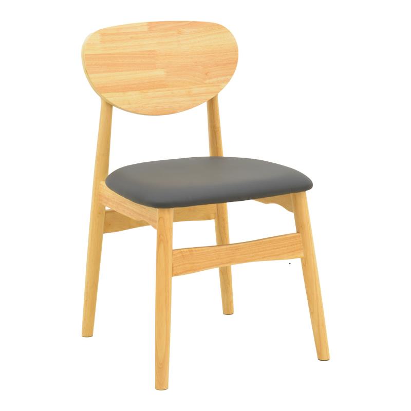 Καρέκλα Cardith rubberwood-plywood σε φυσική απόχρωση-pu μαύρο 48x51x78εκ