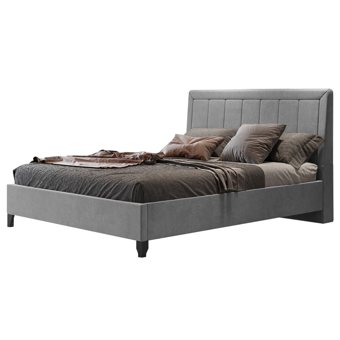 Επενδυμένο Κρεβάτι FRAME Διπλό Ύφασμα Γκρί 160x200εκ.