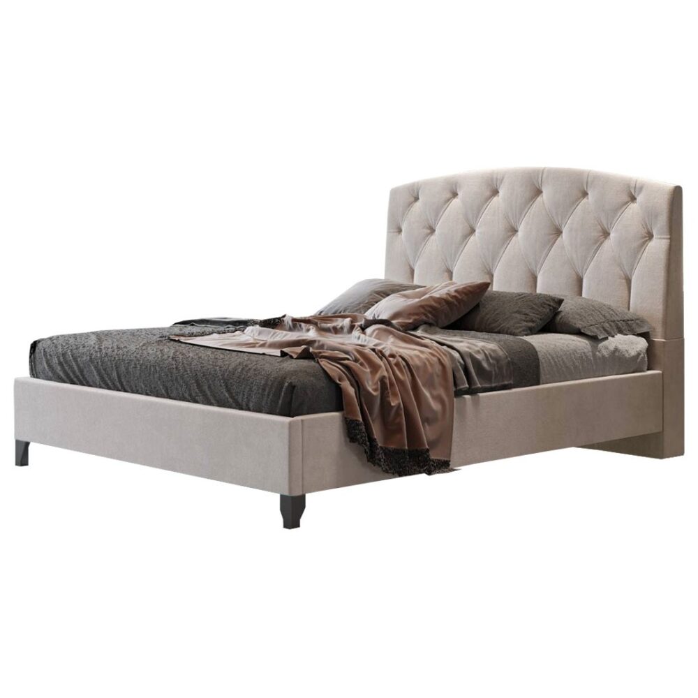 Επενδυμένο Κρεβάτι ROYAL Διπλό Ύφασμα Εκρού 160x200εκ.