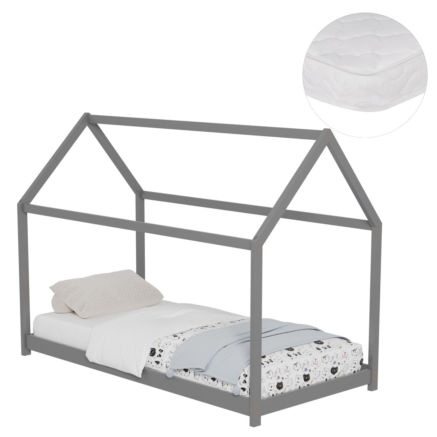 Παιδικό Κρεβάτι με Στρώμα PEPE Ξύλο Πεύκου σε Γκρί 90x190εκ Παιδικό Κρεβάτι με Στρώμα PEPE Ξύλο Πεύκου σε Γκρί 90x190εκ