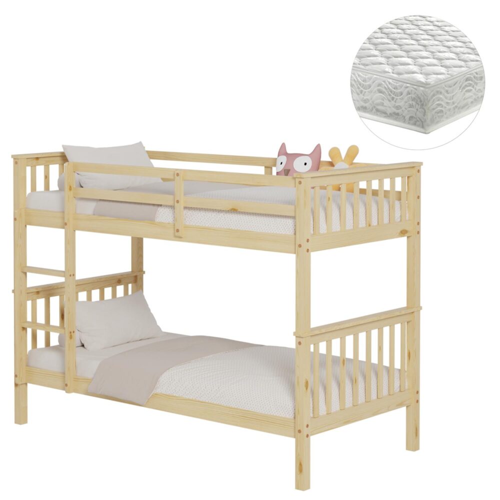 Κουκέτα Παιδική με 2 Στρώματα LANTAI Ξύλο Πεύκου σε Φυσική Απόχρωση 90x190εκ Κουκέτα Παιδική με 2 Στρώματα LANTAI Ξύλο Πεύκου σε Φυσική Απόχρωση 90x190εκ