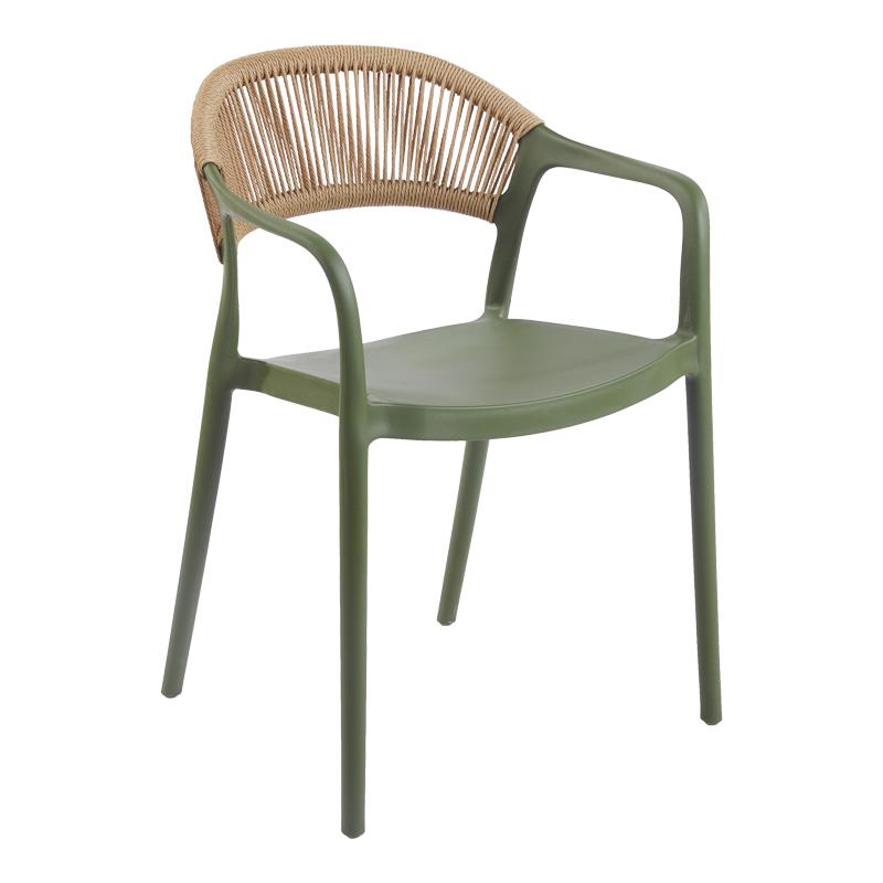 Καρέκλα - Πολυθρόνα Ankara στοιβαζόμενη pp-pe rattan σε λαδί-φυσική απόχρωση 54x55.5x77εκ