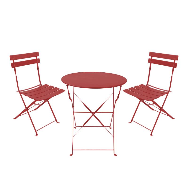 Σετ κήπου Τραπεζαρία Bistro 3 τεμ μεταλλική αναδιπλούμενη σε terracotta απόχρωση Φ60x71εκ