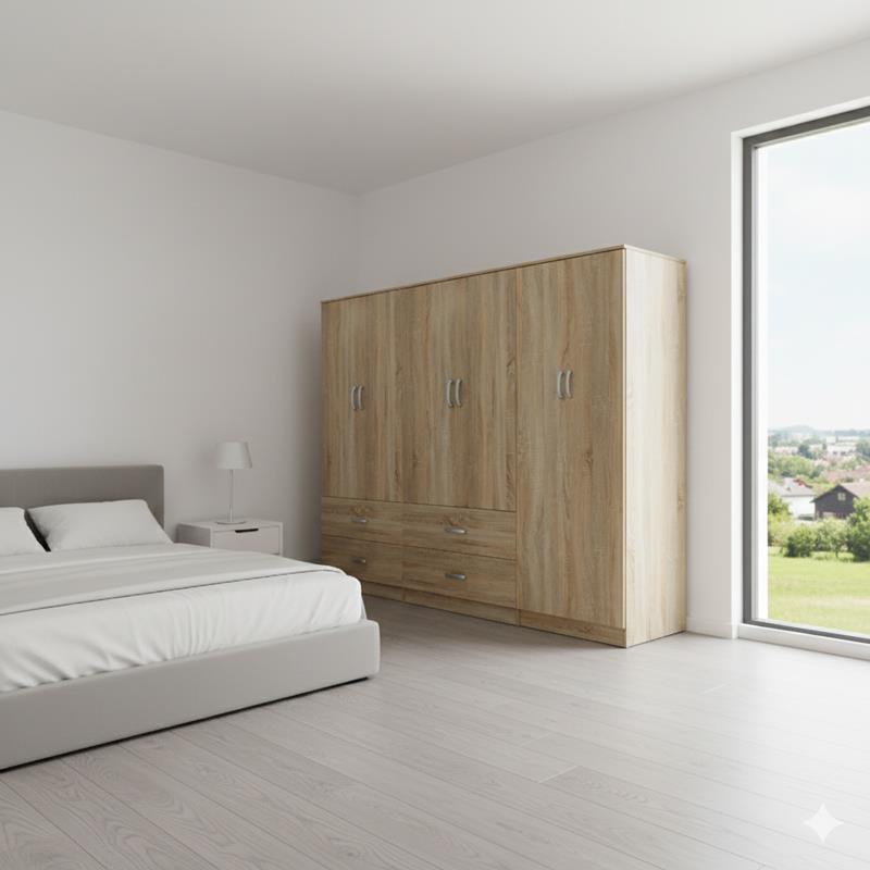 Ντουλάπα εξάφυλλη Lego sonoma 240x42x180εκ