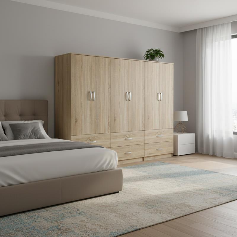 Ντουλάπα Lego εξάφυλλη με συρτάρια sonoma 240x42x180εκ