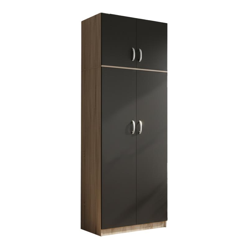 Ντουλάπα Lego δίφυλλη και πατάρι σε sonoma-ανθρακί απόχρωση 80x42x240εκ