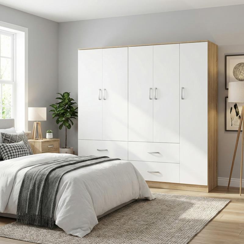 Ντουλάπα πεντάφυλλη Lego sonoma-λευκό 170x42x180εκ