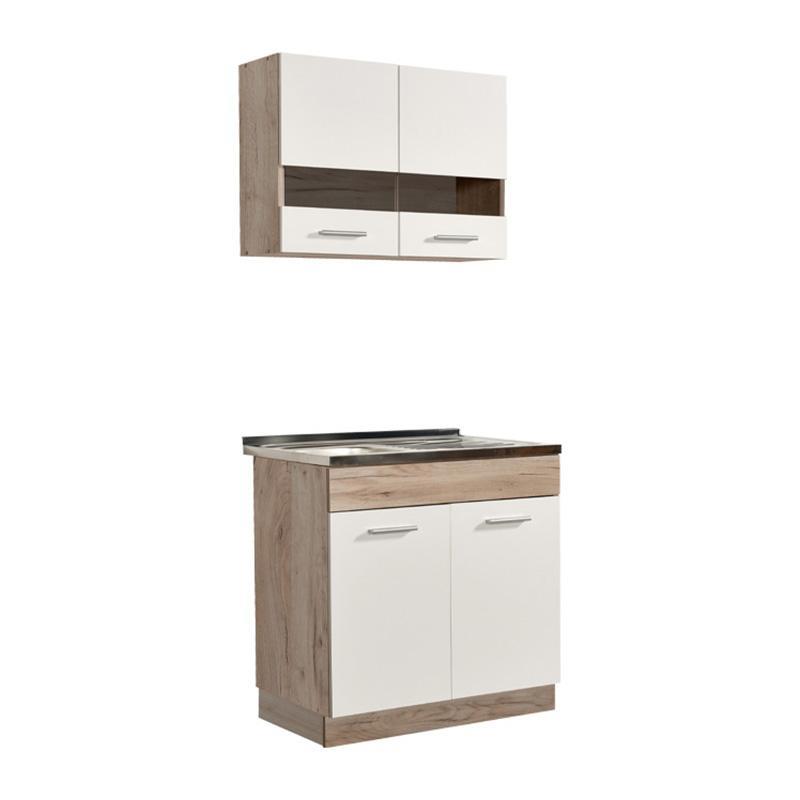 Έτοιμη Σύνθεση Κουζίνας Dalila 80S Γκρί Δρύς - Λευκό 80x51,5x206,5 εκ.