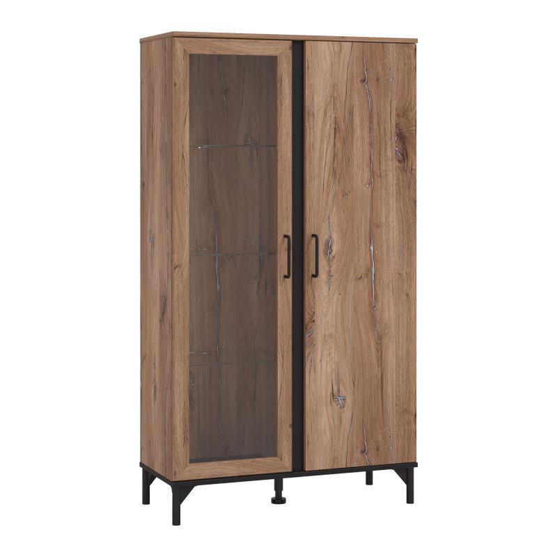 Βιτρίνα Corsica 2K VS1 Flagstaff Oak - Μαύρο 84,5x35x153 εκ. Βιτρίνα Corsica 2K VS1 Flagstaff Oak - Μαύρο 84,5x35x153 εκ.