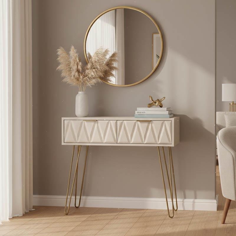 Κονσόλα Isla χρώμα λευκό painting-χρυσό 80x39x74εκ