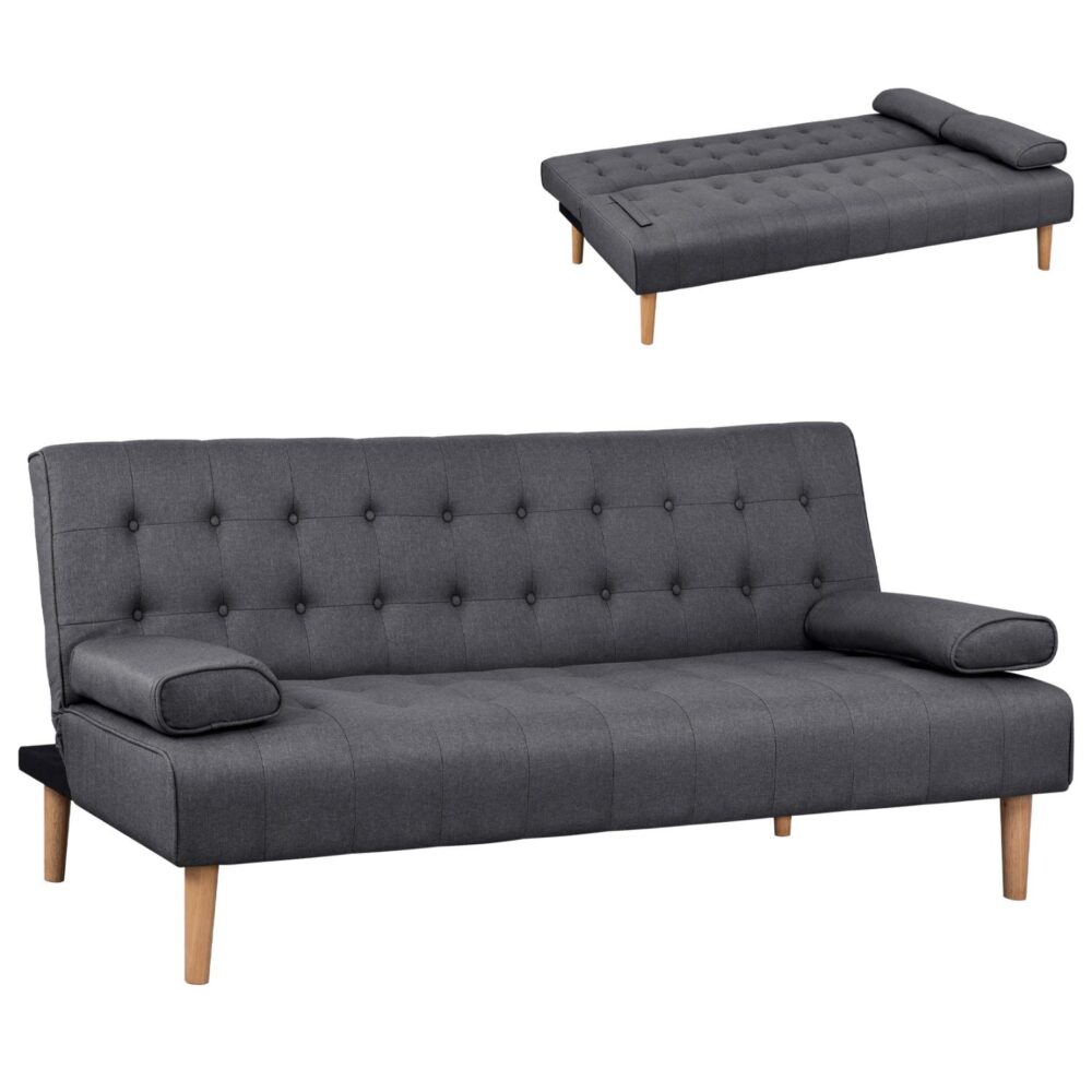 Καναπές - Κρεβάτι Wanda Γκρί με 2 Πλαϊνά μαξιλάρια 190x84x83 εκ. Καναπές - Κρεβάτι Wanda Γκρί με 2 Πλαϊνά μαξιλάρια 190x84x83 εκ.