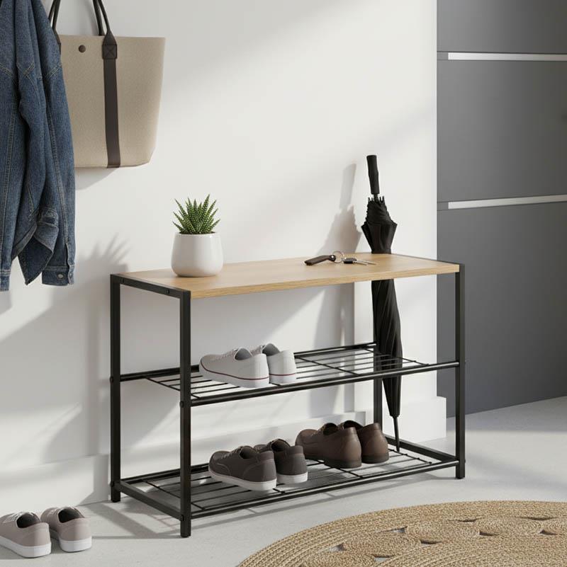 Παπουτσοθήκη Ramon 6 ζευγών φυσικό-μαύρο 63x30x43εκ