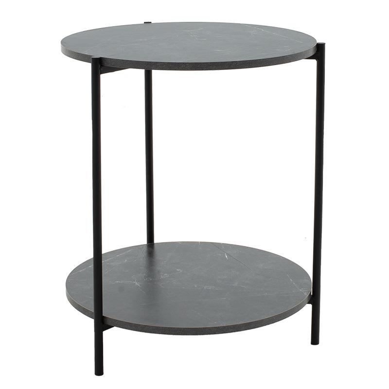 Βοηθητικό τραπέζι Rhythm MDF γκρι μαρμάρου-μαύρο Φ48x60cm Βοηθητικό τραπέζι Rhythm MDF γκρι μαρμάρου-μαύρο Φ48x60cm