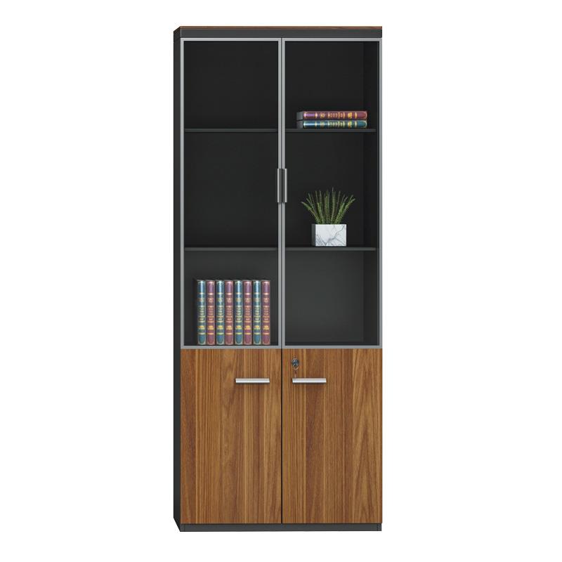 Ντουλάπα γραφείου με γυάλινες πόρτες Oscar καρυδί-ανθρακί 80x40x200εκ