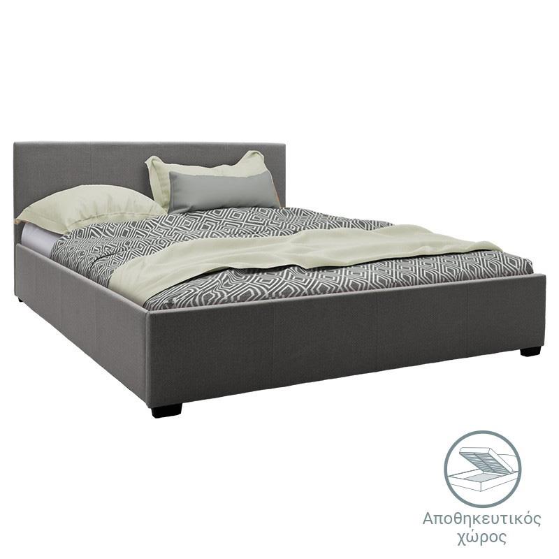 Κρεβάτι Norse διπλό ύφασμα ανθρακί ματ με αποθηκευτικό χώρο 160x200εκ