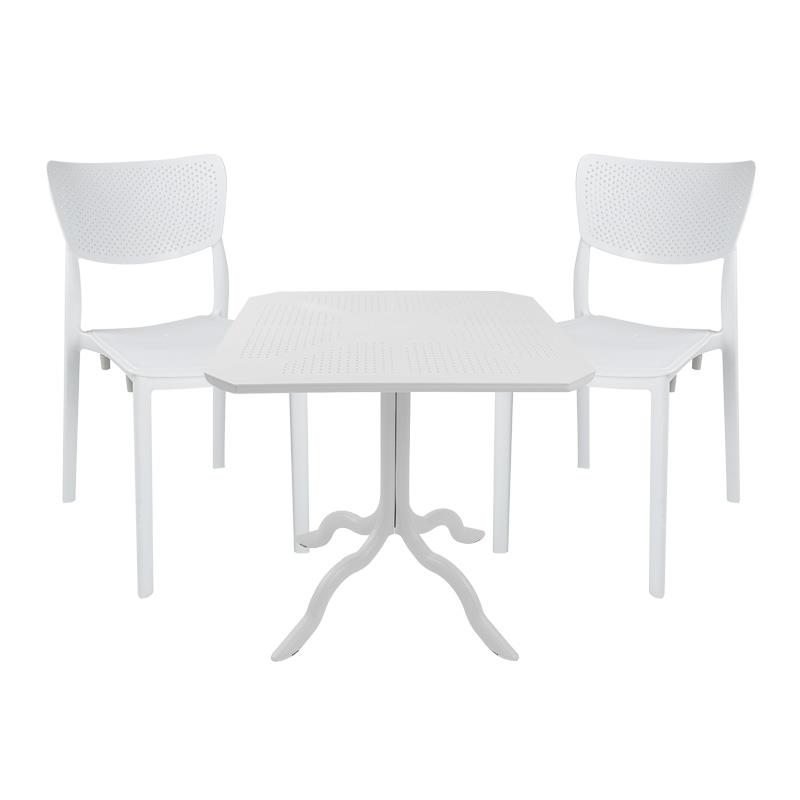 Τραπεζαρία Groovy-Ignite σετ 3τεμ PP λευκό 80x80x74,5εκ. Τραπεζαρία Groovy-Ignite σετ 3τεμ PP λευκό 80x80x74,5εκ.