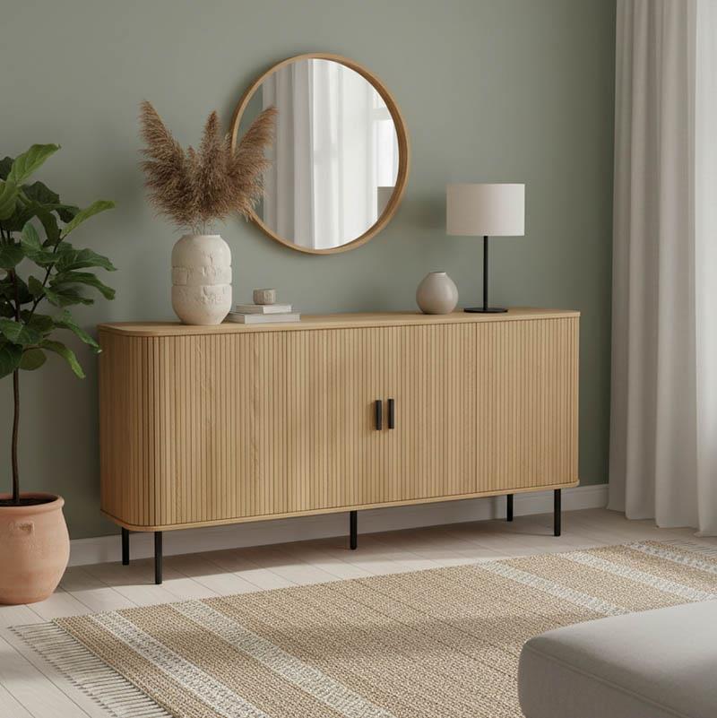 Μπουφές Scandi MDF φυσικό με μεταλλικά μαύρα πόδια 170x45x80εκ