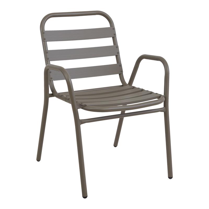 Καρέκλα - Πολυθρόνα Sussie στοιβαζόμενη σαμπανιζέ μέταλλο με φέτες αλουμινίου 45x62x76 εκ.