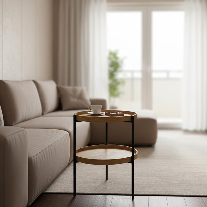 Βοηθητικό τραπέζι Portogie mdf φυσικό-μέταλλο μαύρο Φ40x50εκ Βοηθητικό τραπέζι Portogie mdf φυσικό-μέταλλο μαύρο Φ40x50εκ